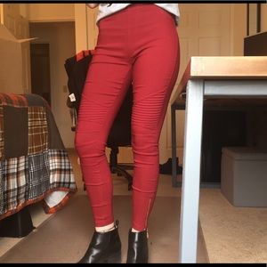 MOVING SALE Red Rose Biker Moto Leggings